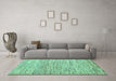 Machine Washable Oriental Turquoise Modern Area Rugs in a Living Room,, wshabs1836turq