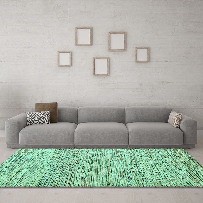 Machine Washable Oriental Turquoise Modern Area Rugs in a Living Room,, wshabs1836turq