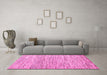 Machine Washable Oriental Pink Modern Rug in a Living Room, wshabs1836pnk