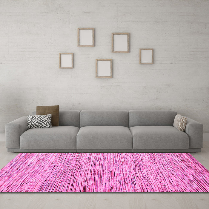 Machine Washable Oriental Pink Modern Rug in a Living Room, wshabs1836pnk