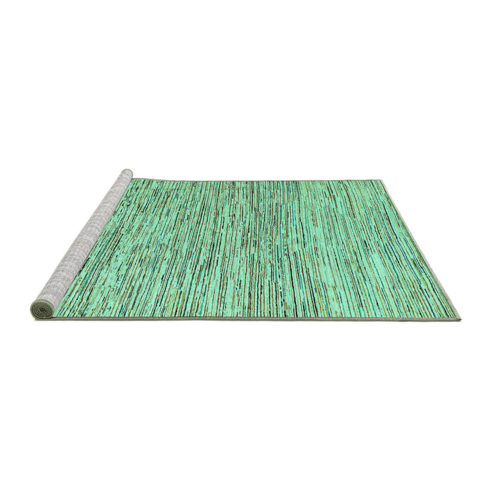 Sideview of Machine Washable Oriental Turquoise Modern Area Rugs, wshabs1836turq