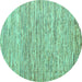 Round Machine Washable Oriental Turquoise Modern Area Rugs, wshabs1836turq