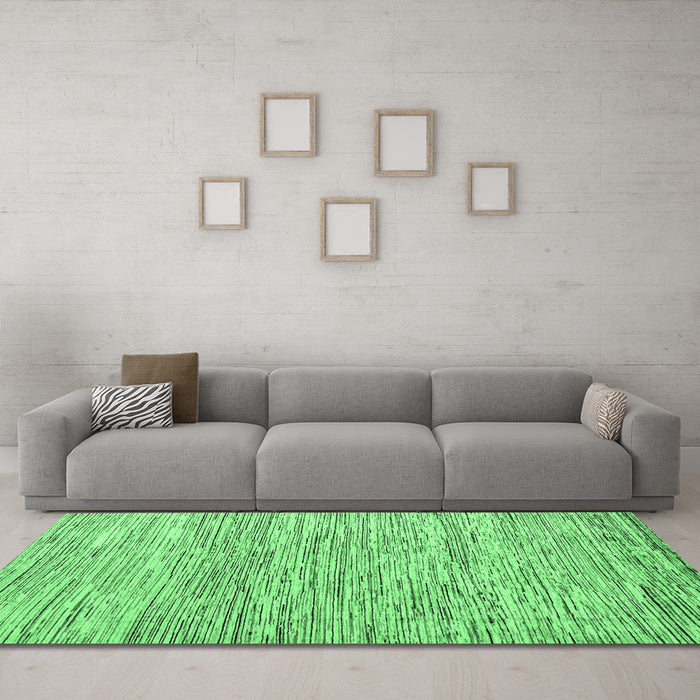 Machine Washable Oriental Emerald Green Modern Area Rugs in a Living Room,, wshabs1836emgrn