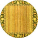 Round Oriental Yellow Modern Rug, abs1837yw