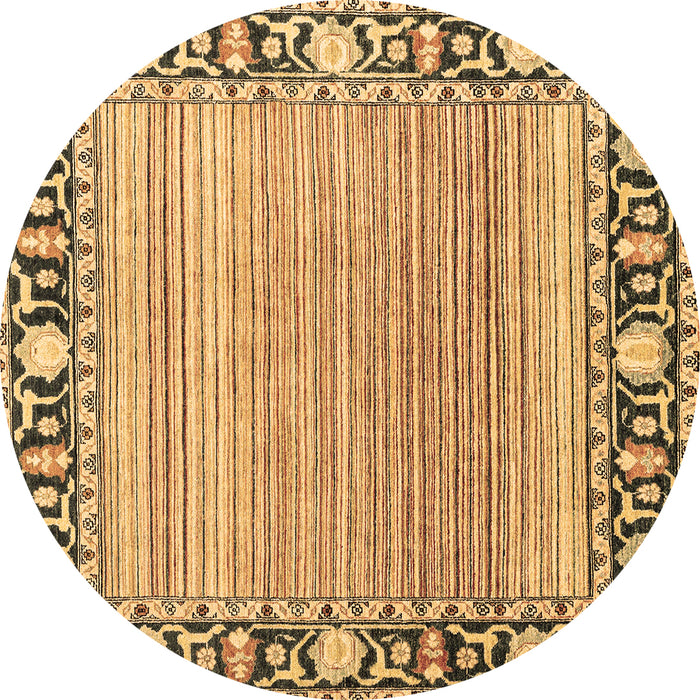Round Oriental Brown Modern Rug, abs1837brn