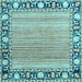 Square Machine Washable Oriental Light Blue Modern Rug, wshabs1837lblu