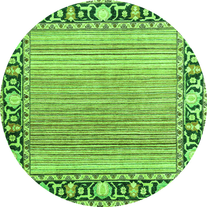 Round Oriental Green Modern Rug, abs1837grn