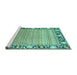 Sideview of Machine Washable Oriental Turquoise Modern Area Rugs, wshabs1837turq