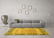 Machine Washable Oriental Yellow Modern Rug in a Living Room, wshabs1837yw