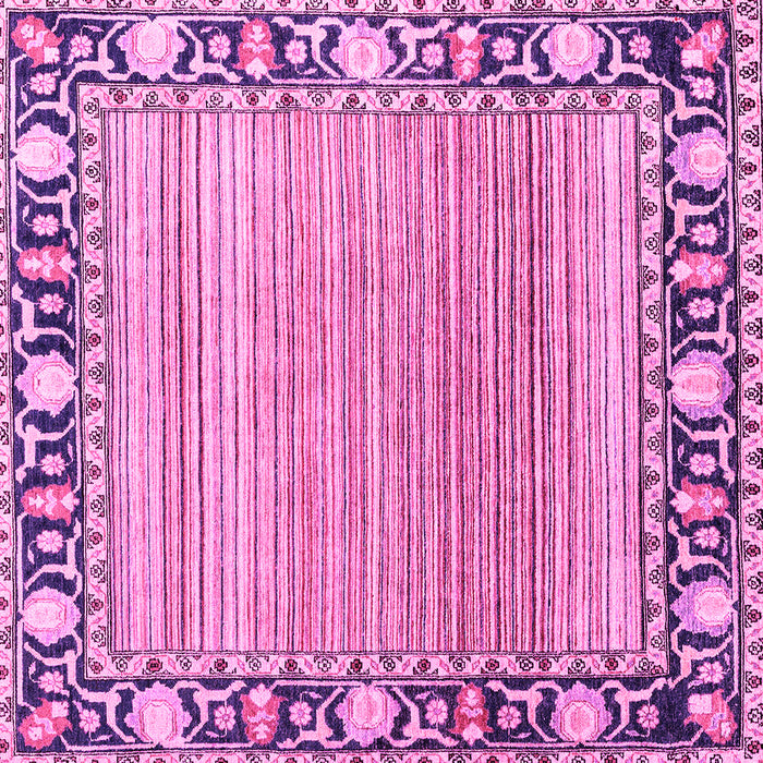 Square Machine Washable Oriental Pink Modern Rug, wshabs1837pnk