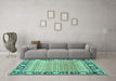 Machine Washable Oriental Turquoise Modern Area Rugs in a Living Room,, wshabs1837turq