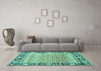 Machine Washable Oriental Turquoise Modern Rug, wshabs1837turq