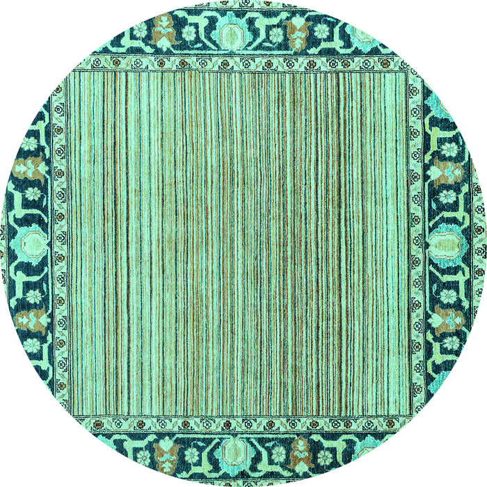 Round Oriental Turquoise Modern Rug, abs1837turq