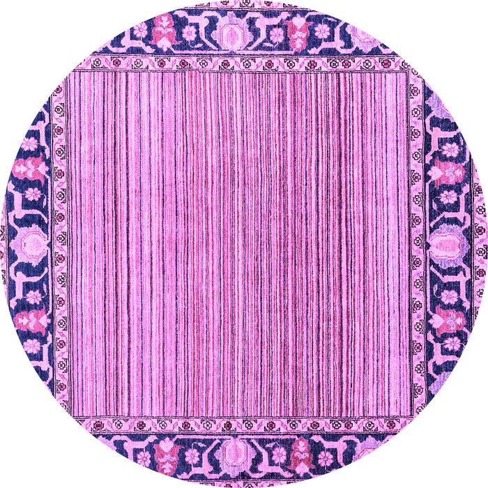 Round Machine Washable Oriental Purple Modern Area Rugs, wshabs1837pur