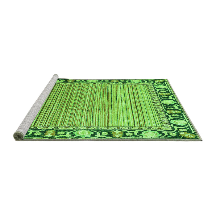 Sideview of Machine Washable Oriental Green Modern Area Rugs, wshabs1837grn