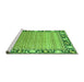 Sideview of Machine Washable Oriental Green Modern Area Rugs, wshabs1837grn