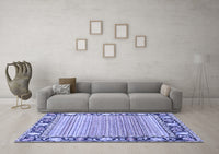 Machine Washable Oriental Blue Modern Rug, wshabs1837blu