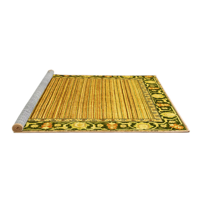 Sideview of Machine Washable Oriental Yellow Modern Rug, wshabs1837yw