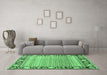 Machine Washable Oriental Emerald Green Modern Area Rugs in a Living Room,, wshabs1837emgrn