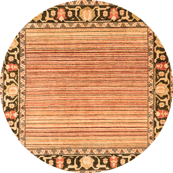 Round Machine Washable Oriental Orange Modern Area Rugs, wshabs1837org