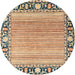 Round Abstract Chestnut Brown Oriental Rug, abs1837