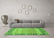 Machine Washable Oriental Green Modern Area Rugs in a Living Room,, wshabs1837grn