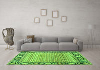 Machine Washable Oriental Green Modern Rug, wshabs1837grn