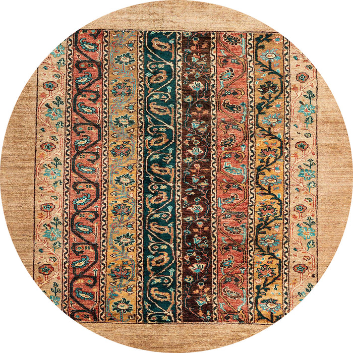 Round Abstract Saddle Brown Oriental Rug, abs1838