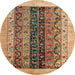 Round Abstract Saddle Brown Oriental Rug, abs1838