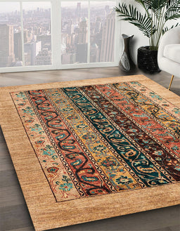 Machine Washable Abstract Saddle Brown Rug in a Family Room, wshabs1838