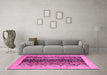 Machine Washable Oriental Pink Modern Rug in a Living Room, wshabs1838pnk