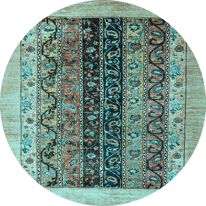 Round Oriental Light Blue Modern Rug, abs1838lblu