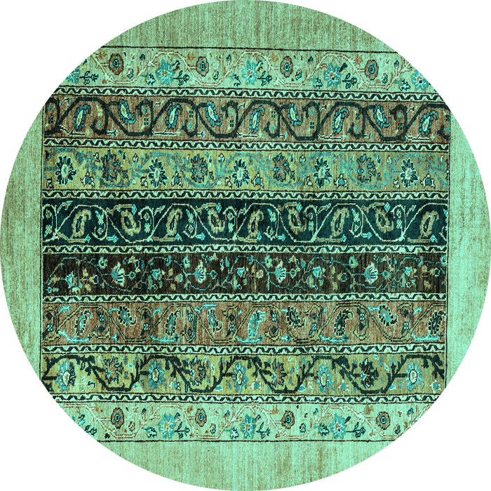 Round Oriental Turquoise Modern Rug, abs1838turq