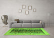 Machine Washable Oriental Green Modern Area Rugs in a Living Room,, wshabs1838grn