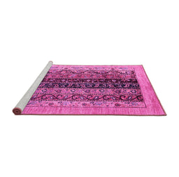Sideview of Machine Washable Oriental Pink Modern Rug, wshabs1838pnk