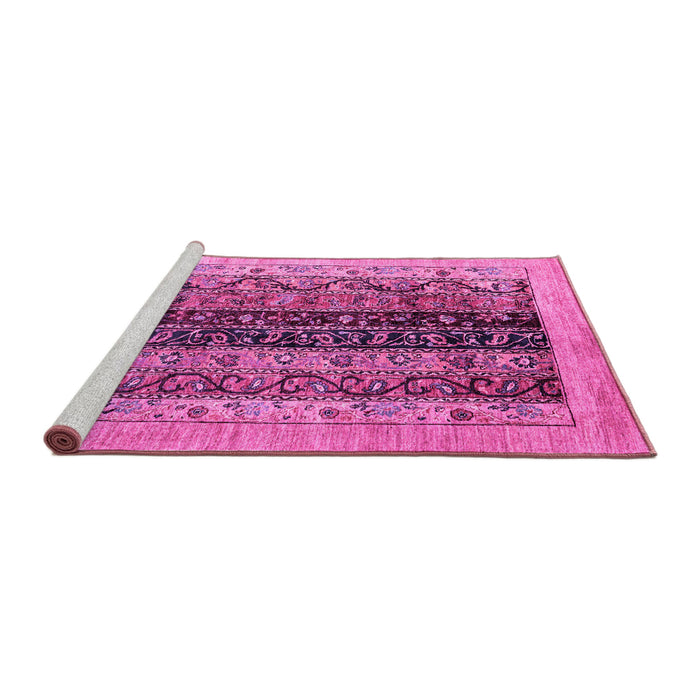 Sideview of Machine Washable Oriental Pink Modern Rug, wshabs1838pnk