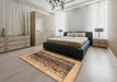 Abstract Saddle Brown Oriental Rug in a Bedroom, abs1838