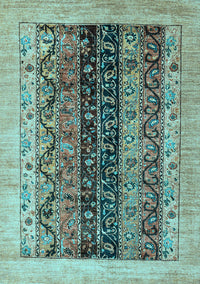 Oriental Light Blue Modern Rug, abs1838lblu