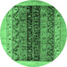 Round Oriental Emerald Green Modern Rug, abs1838emgrn