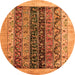 Round Machine Washable Oriental Orange Modern Area Rugs, wshabs1838org