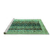 Sideview of Machine Washable Oriental Turquoise Modern Area Rugs, wshabs1838turq