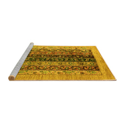 Sideview of Machine Washable Oriental Yellow Modern Rug, wshabs1838yw