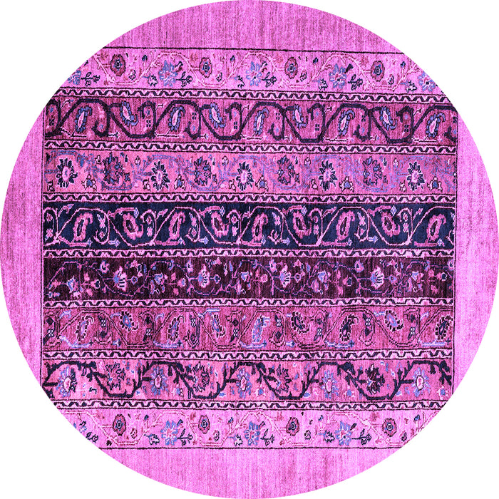 Round Machine Washable Oriental Purple Modern Area Rugs, wshabs1838pur