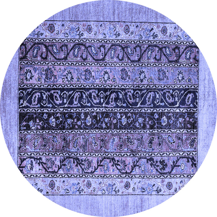 Round Machine Washable Oriental Blue Modern Rug, wshabs1838blu
