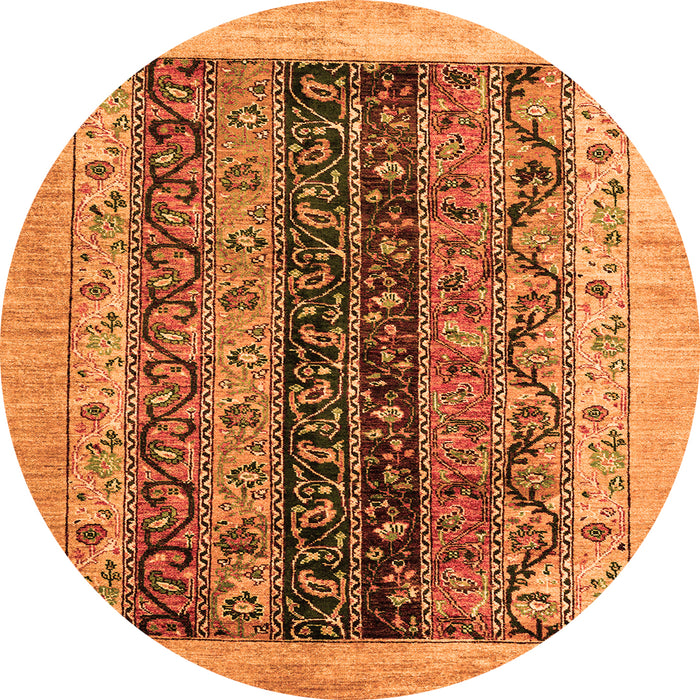 Round Oriental Orange Modern Rug, abs1838org