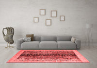 Machine Washable Oriental Red Modern Rug, wshabs1838red