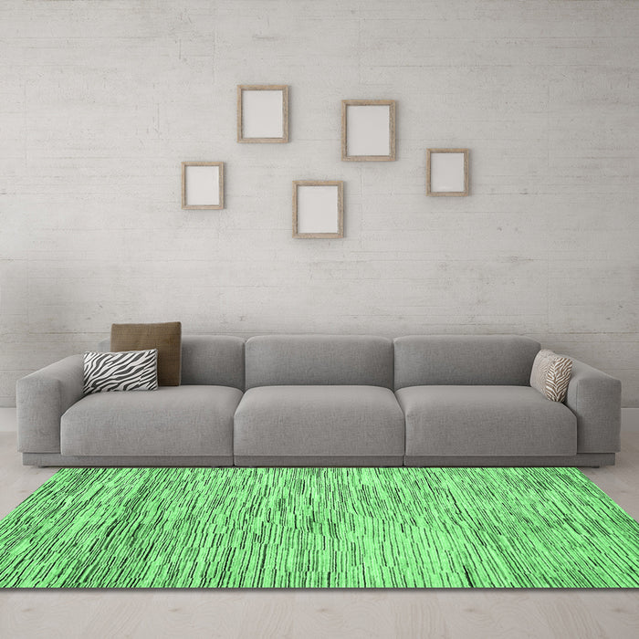 Machine Washable Oriental Emerald Green Modern Area Rugs in a Living Room,, wshabs1839emgrn