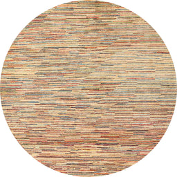 Round Machine Washable Abstract Brown Gold Rug, wshabs1839