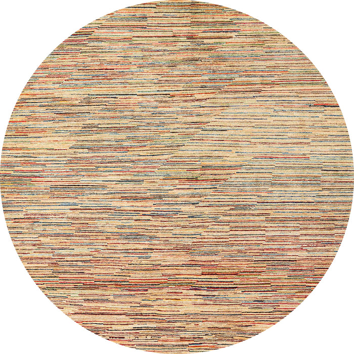 Round Machine Washable Abstract Brown Gold Rug, wshabs1839