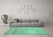 Machine Washable Oriental Turquoise Modern Area Rugs in a Living Room,, wshabs1839turq